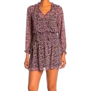 Socialite Floral Long-Sleeved Smocked Blouson Mini Dress
